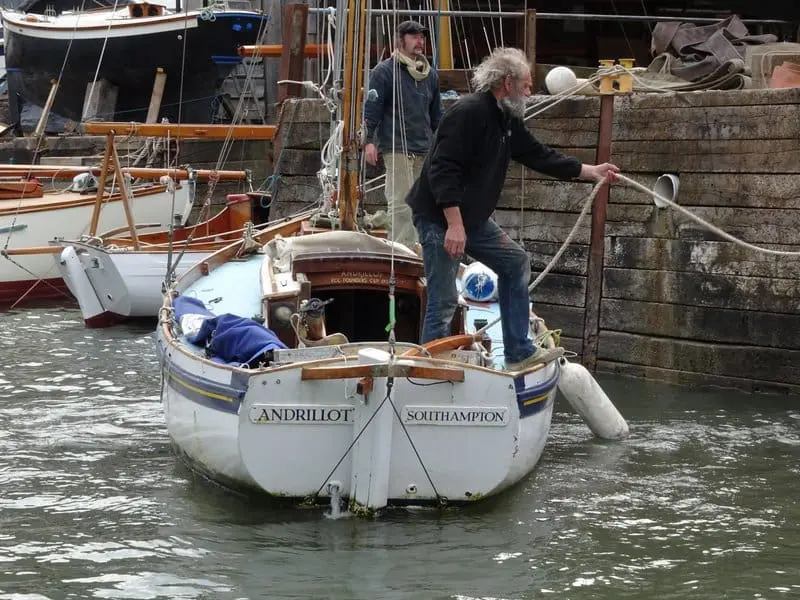 Andrillot about to be lifted out for a refit, with Caupona beyond.